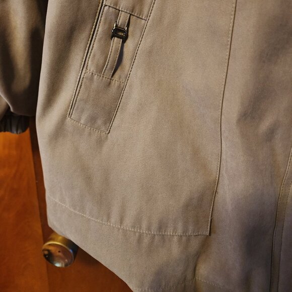 Women's Petite Medium St. John's Bay Tan/Black Anorak Full Zip Hooded Jacket - Picture 7 of 10